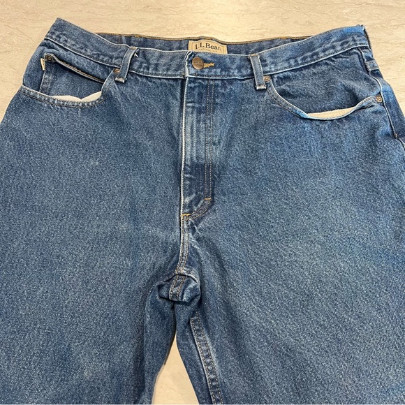 LL Bean Jeans 38x29 Blue Denim Natural Fit 100% Cotton RN 104731 - Picture 9 of 13